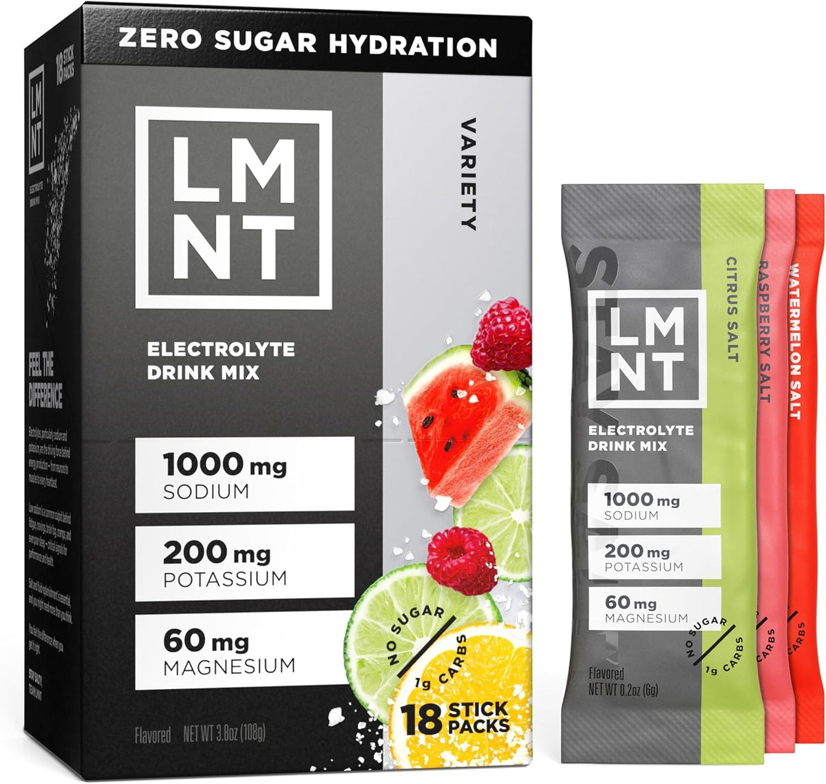 LMNT Zero Sugar Electrolytes - Variety Pack Bundle | Drink Mix | 54-Count