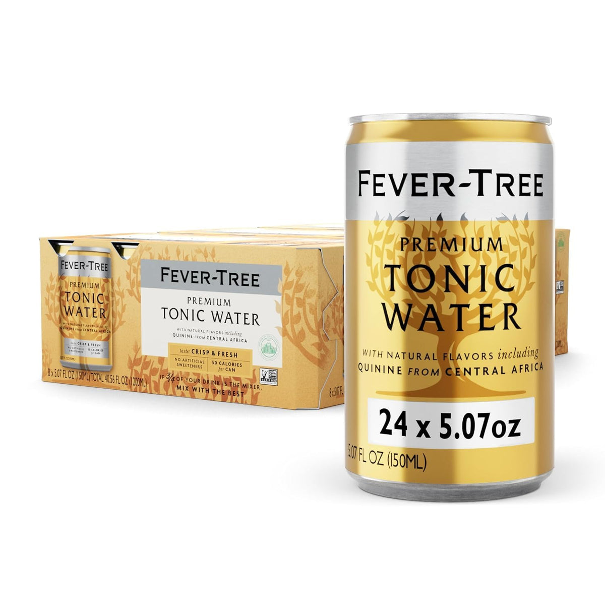 Fever-Tree Tonic Water Mixer, Real Quinine, 24 Pack, 5.1 Fl Oz Cans
