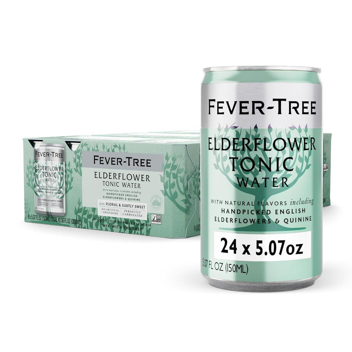 Fever-Tree Tonic Water Mixer, Real Quinine, 24 Pack, 5.1 Fl Oz Cans