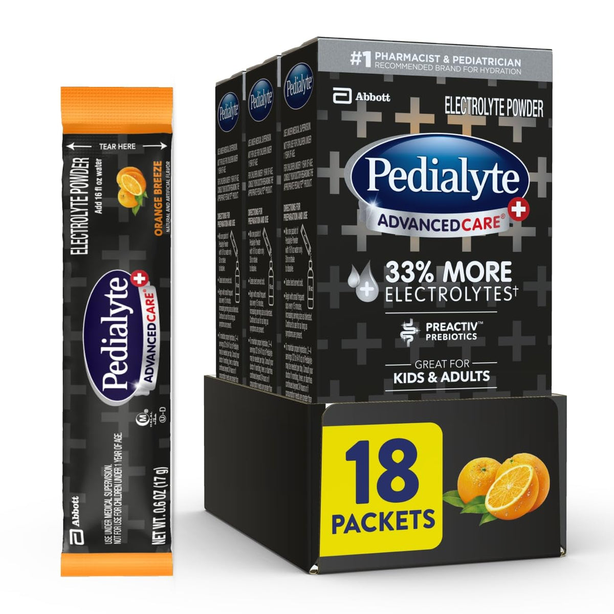Pedialyte AdvancedCare Plus Electrolyte Powder Packets–18ct
