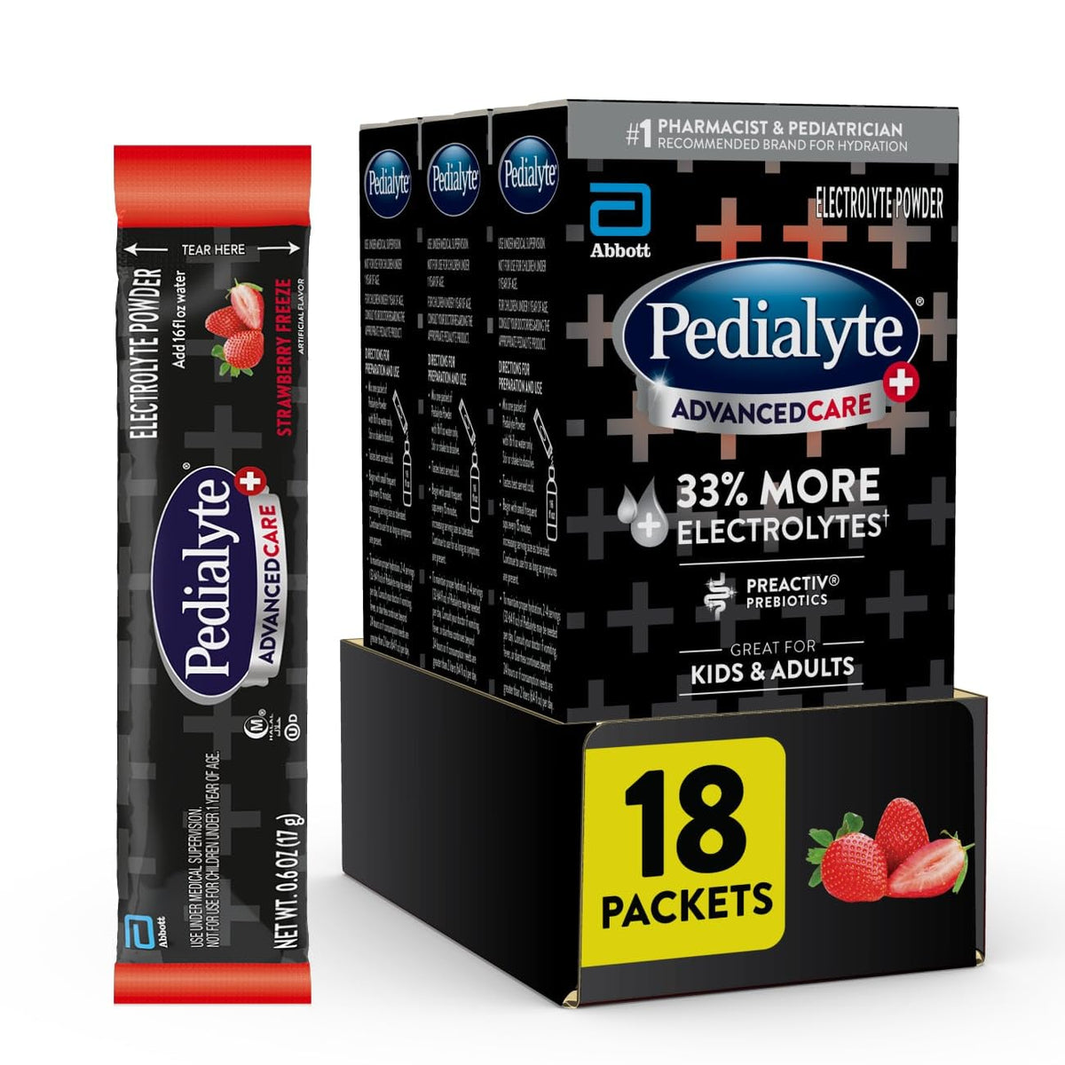 Pedialyte AdvancedCare Plus Electrolyte Powder Packets–18ct