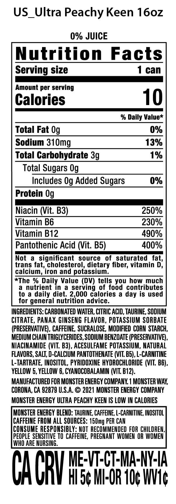 Monster Energy Zero Ultra, Sugar Free Energy Drink, 16 Ounce | Pack of 15