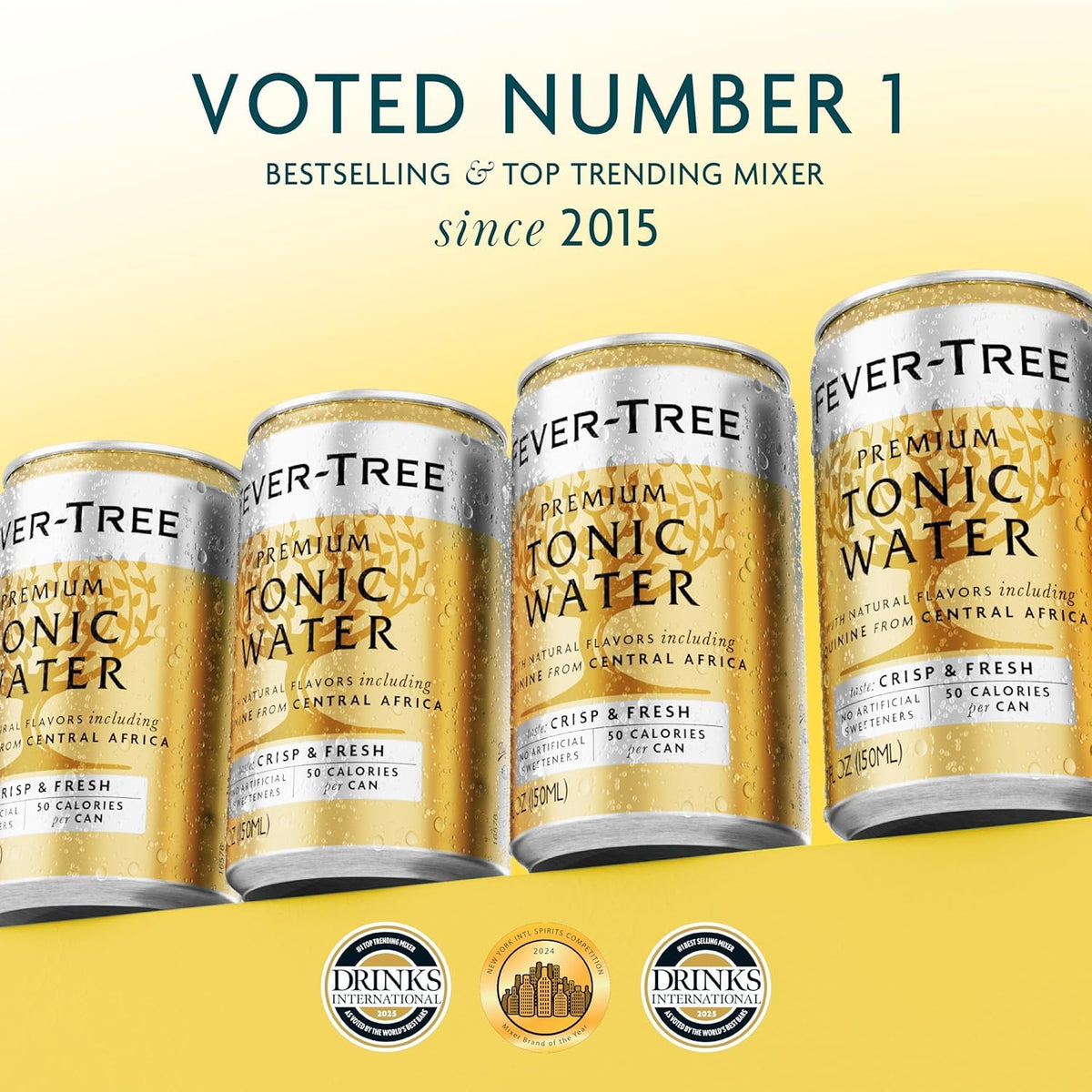 Fever-Tree Tonic Water Mixer, Real Quinine, 24 Pack, 5.1 Fl Oz Cans