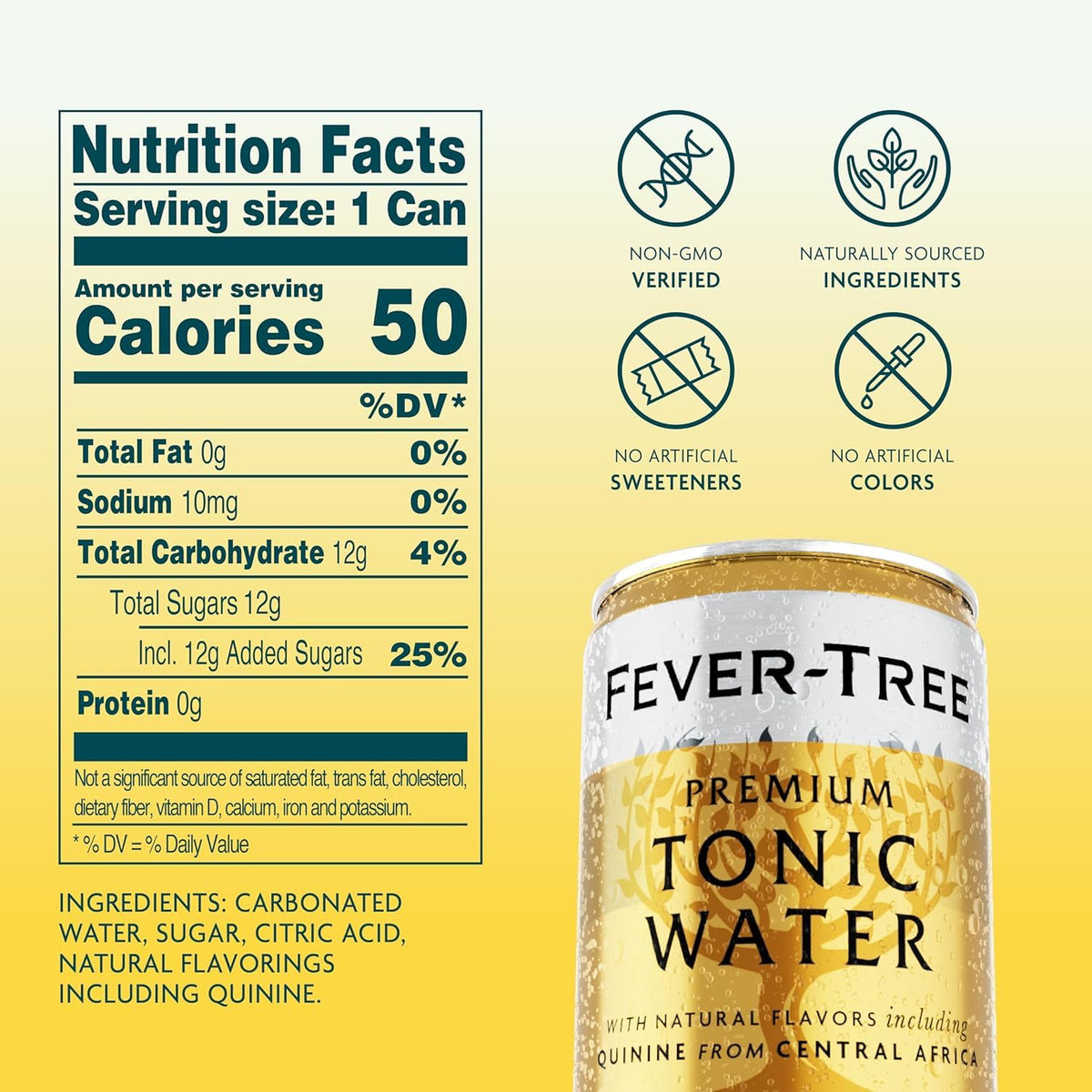 Fever-Tree Tonic Water Mixer, Real Quinine, 24 Pack, 5.1 Fl Oz Cans