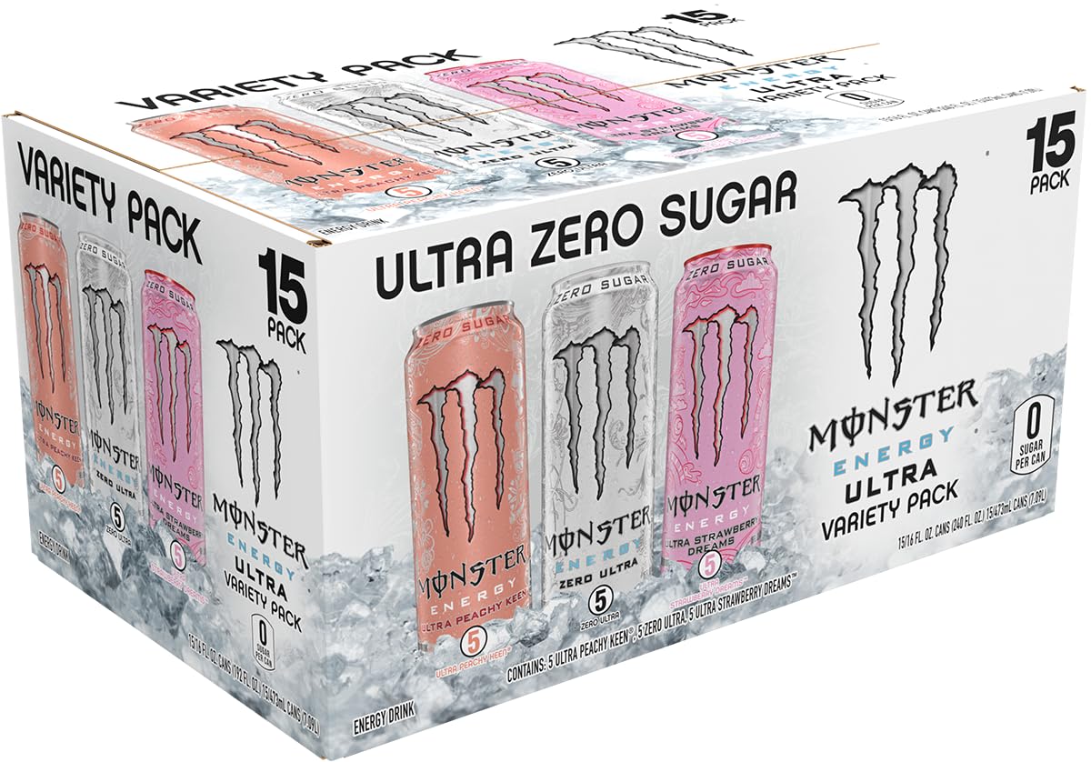 Monster Energy Zero Ultra, Sugar Free Energy Drink, 16 Ounce | Pack of 15