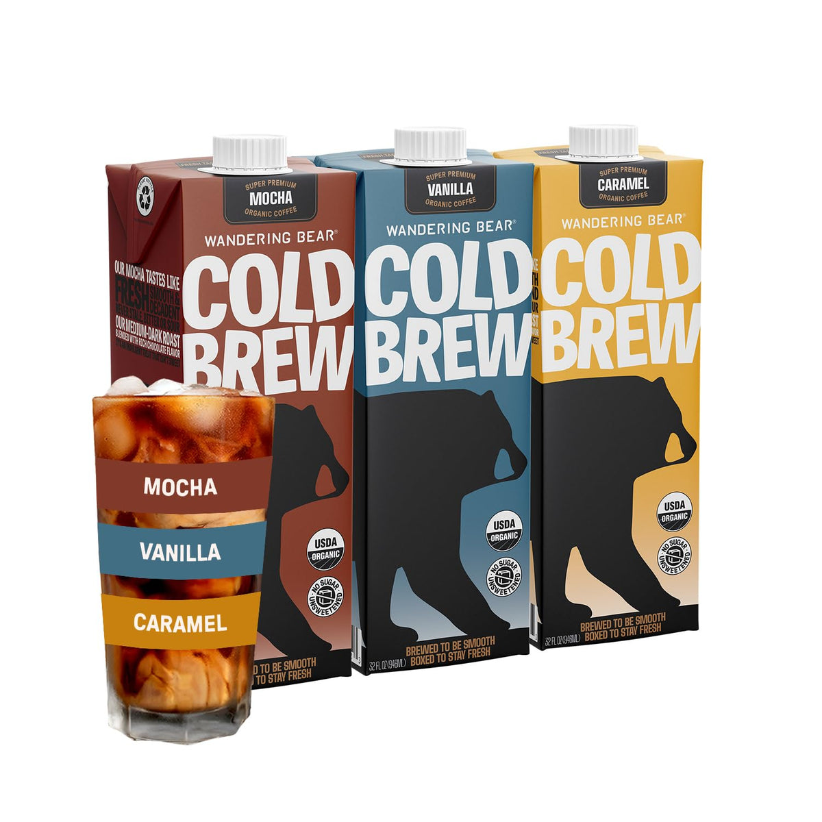 Wandering Bear Straight Black Organic Cold Brew Coffee - 32 fl oz, 6 Pack