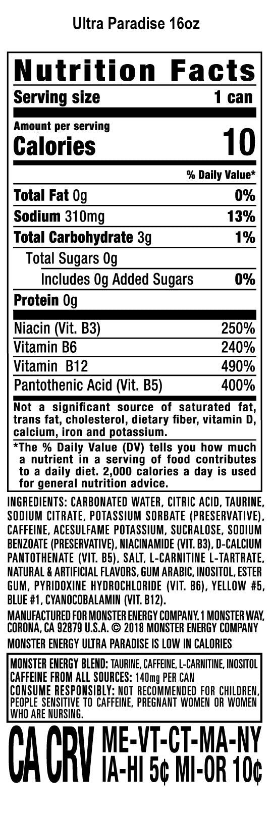 Monster Energy Zero Ultra, Sugar Free Energy Drink, 16 Ounce | Pack of 15