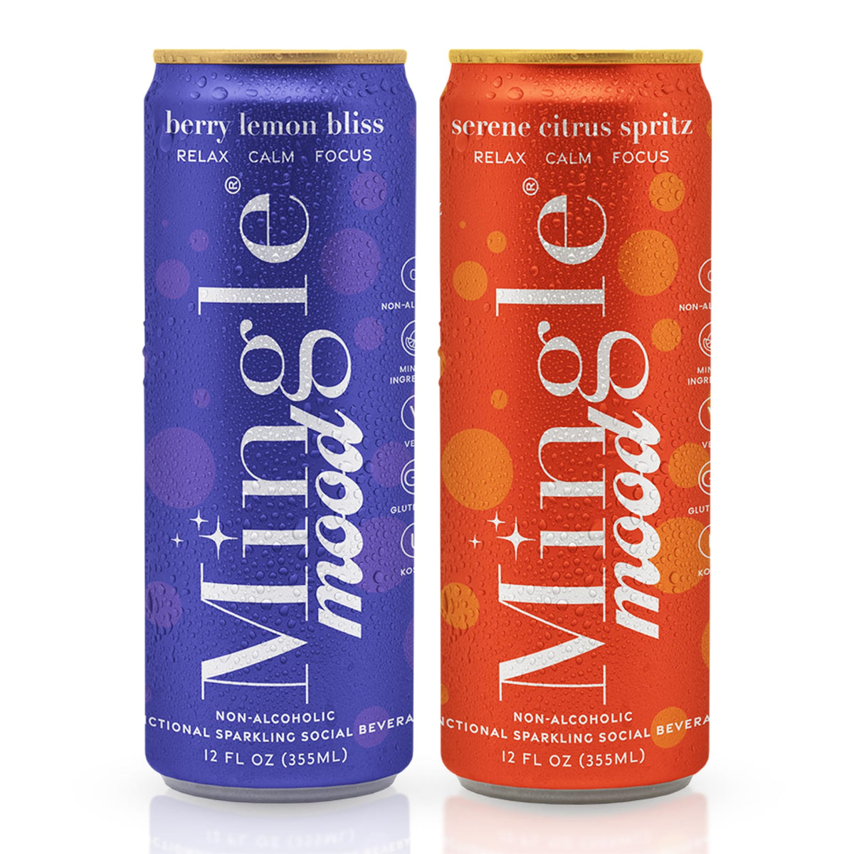 Mingle Mocktails Variety Pack Nootropic Non Alcoholic Drinks with Ashwagandha, L-Theanine, Lion's Mane, Adaptogens, Alcohol Alternative Pre-Mixed Mocktails, Gluten Free Vegan, 16 Pack 12 fl oz