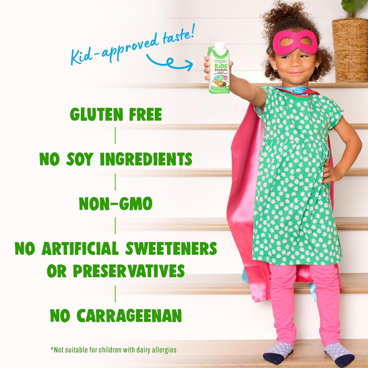Orgain Organic Kids Dairy 8g Protein Shake, Chocolate, 8.25 oz, 12pk