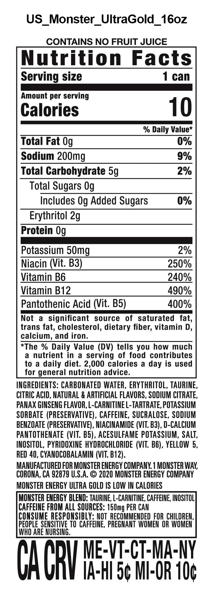 Monster Energy Zero Ultra, Sugar Free Energy Drink, 16 Ounce | Pack of 15