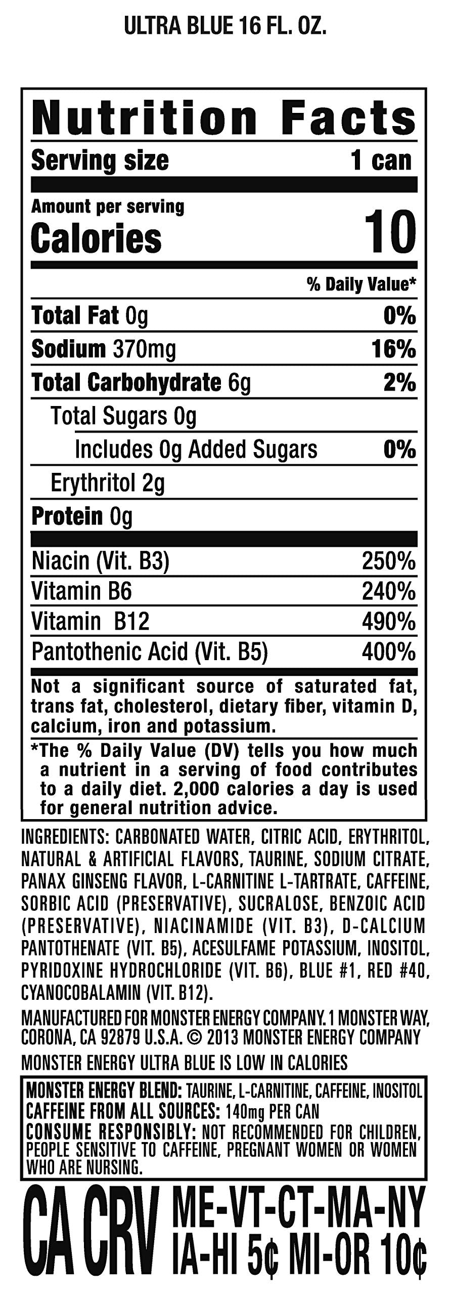 Monster Energy Zero Ultra, Sugar Free Energy Drink, 16 Ounce | Pack of 15