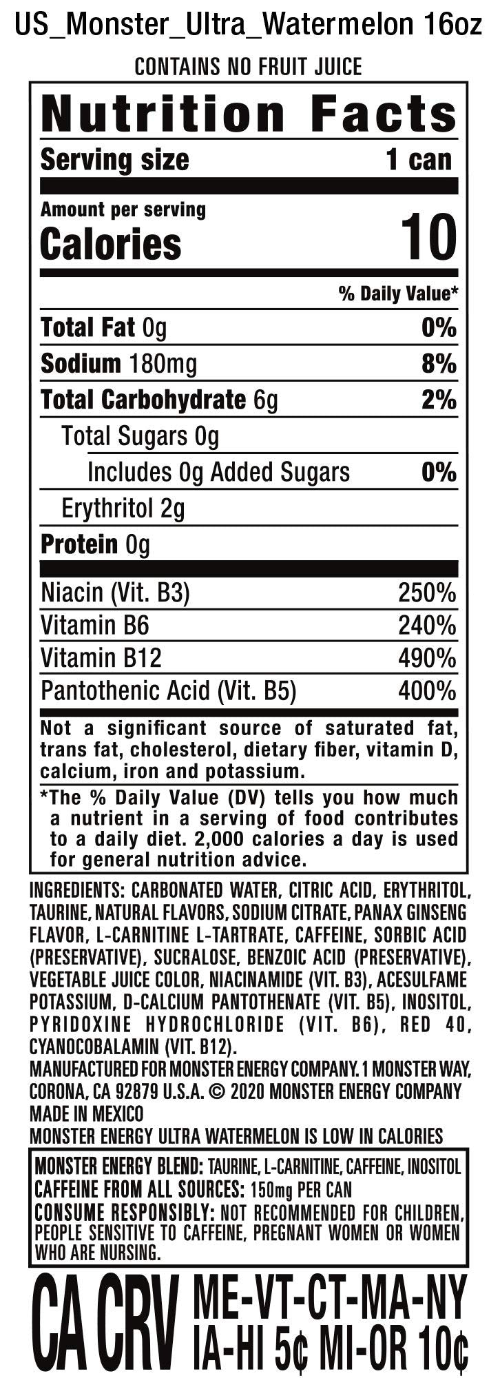 Monster Energy Zero Ultra, Sugar Free Energy Drink, 16 Ounce | Pack of 15