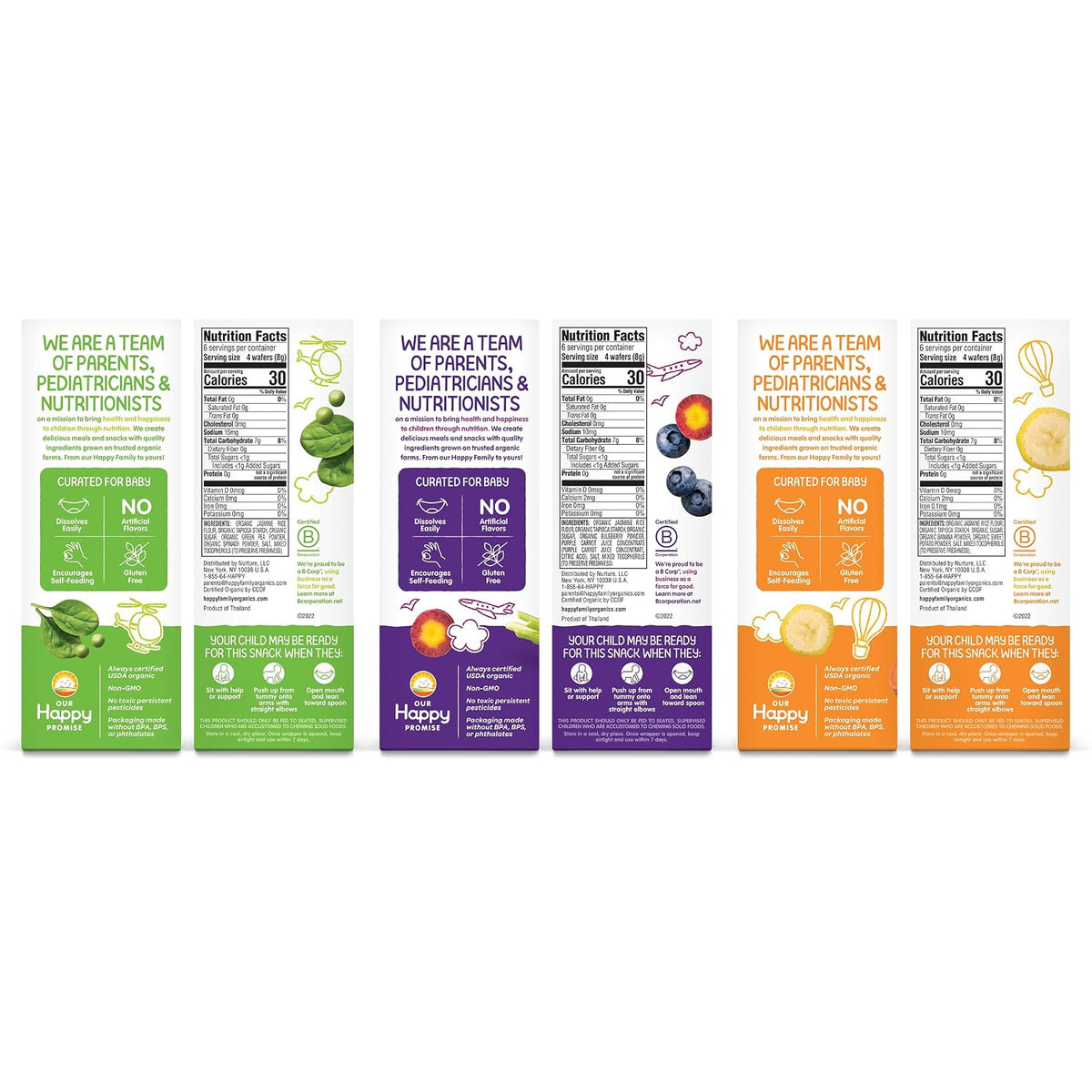 HAPPY BABY Gentle Teething Wafers, 3 Flavor Variety Pack, 12 ct (3 Pack)