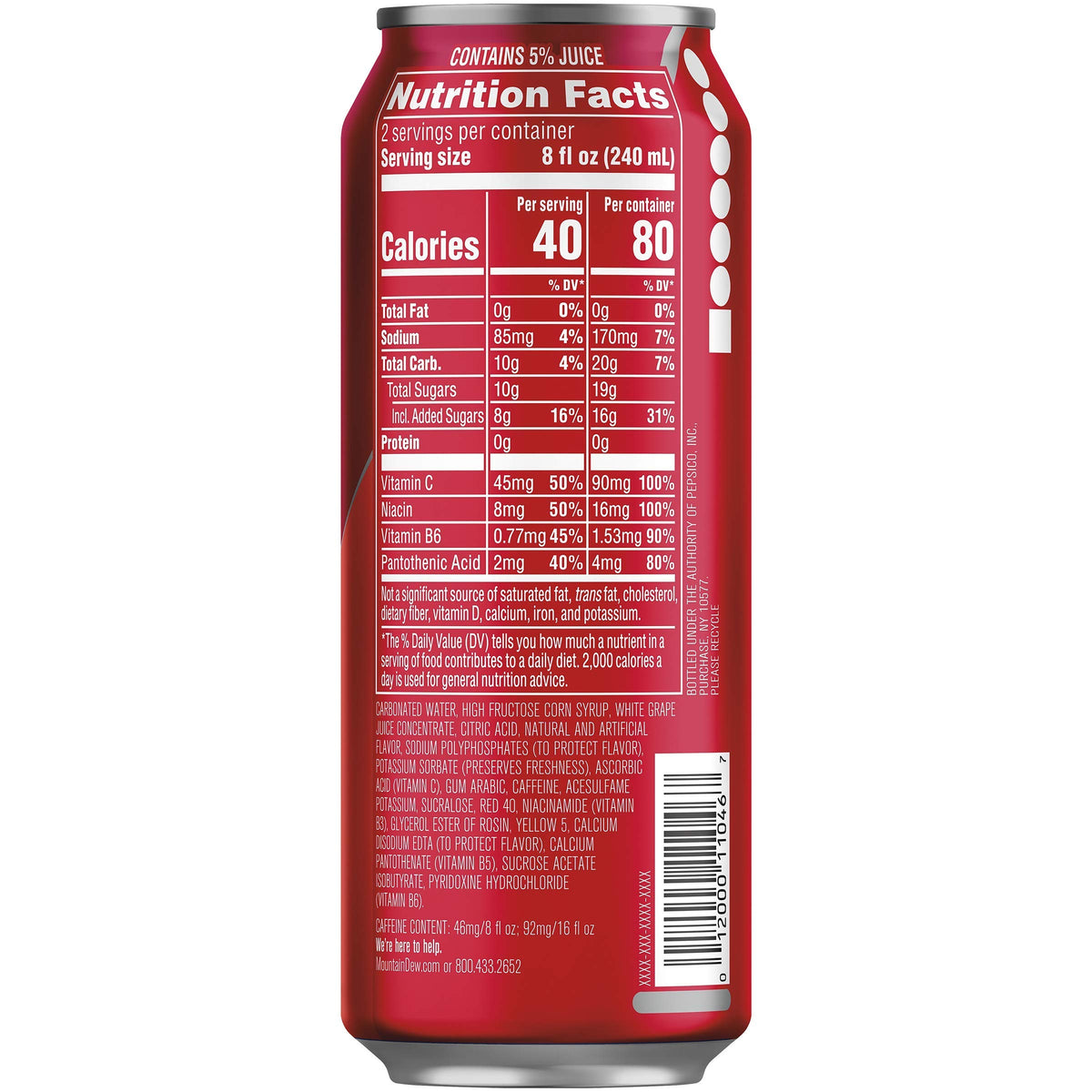 Mountain Dew Kickstart, Pineapple Orange Mango, 90mg Caffeine, Vitamins B & C, 80 Calories, 10% Juice, 16 fl oz (Pack of 12)