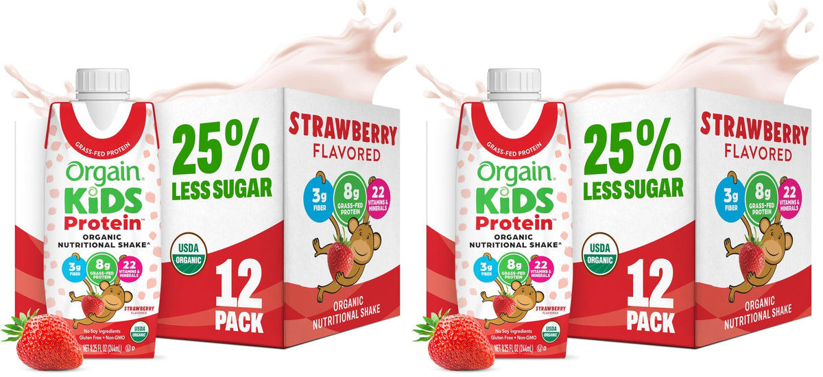 Orgain Organic Kids Dairy 8g Protein Shake, Chocolate, 8.25 oz, 12pk