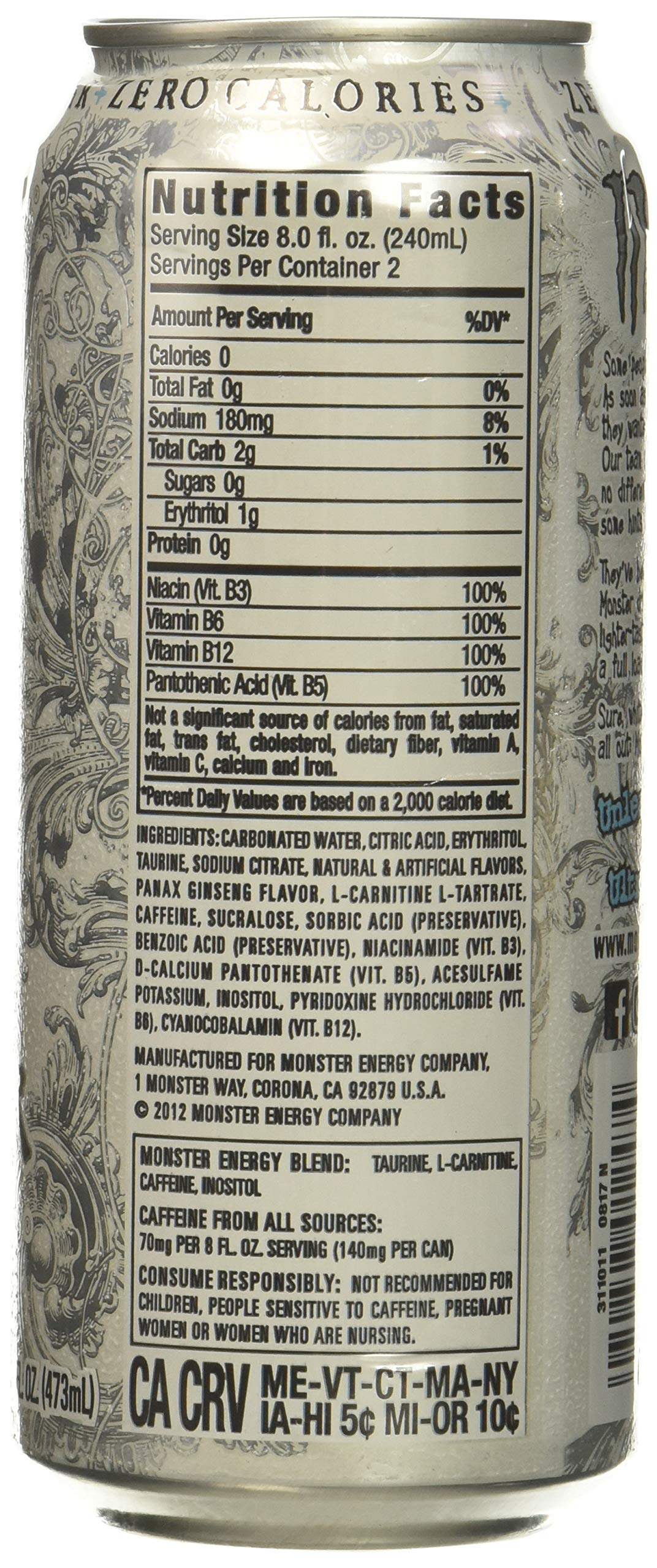 Monster Energy Zero Ultra, Sugar Free Energy Drink, 16 Ounce | Pack of 15