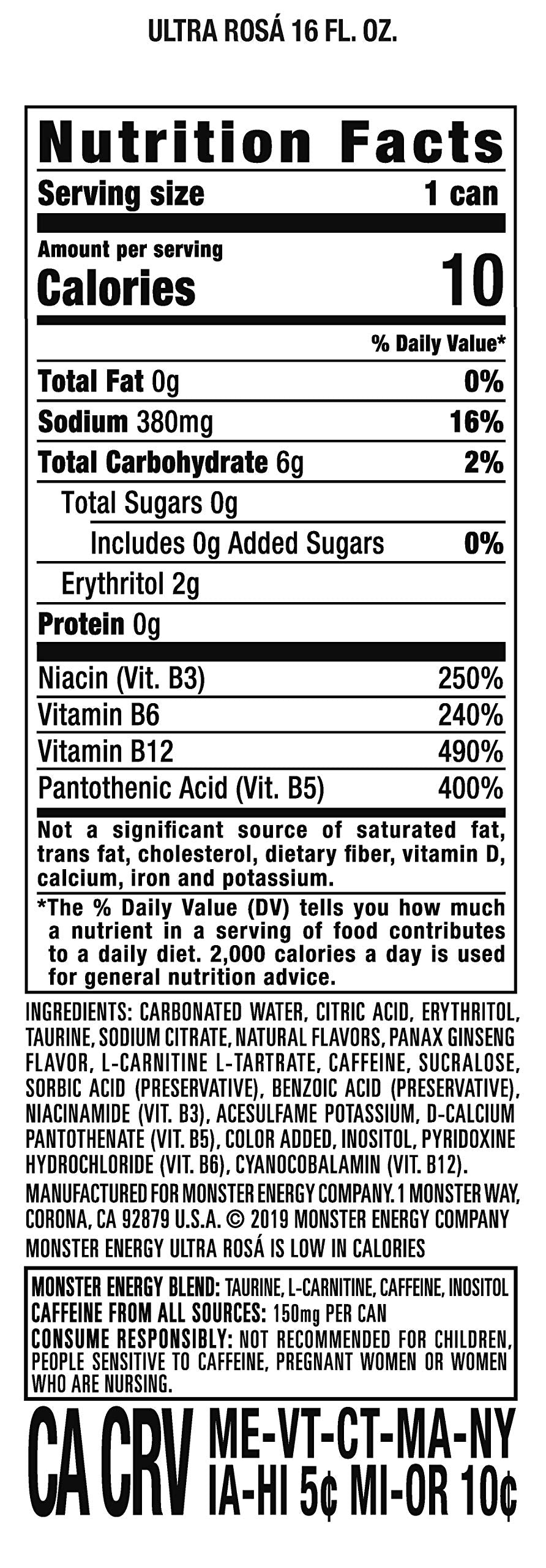 Monster Energy Zero Ultra, Sugar Free Energy Drink, 16 Ounce | Pack of 15
