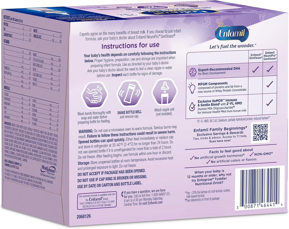 Enfamil NeuroPro Gentlease Ready-to-Feed Baby Formula, 2 Fl Oz, 48 CT