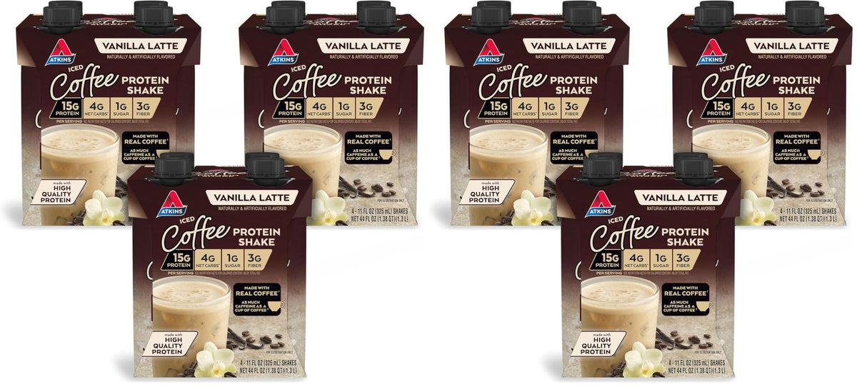 Atkins Protein Shake, Caramel Iced Coffee, 15g Protein | Low Glycemic | 3g Net Carb | 1g Sugar | Pack of 2