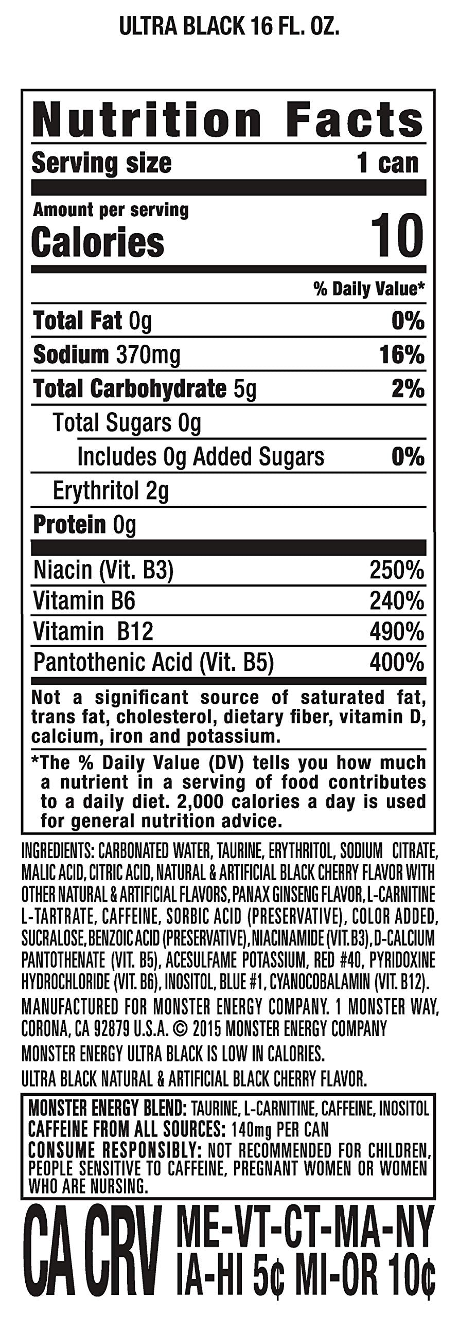 Monster Energy Zero Ultra, Sugar Free Energy Drink, 16 Ounce | Pack of 15