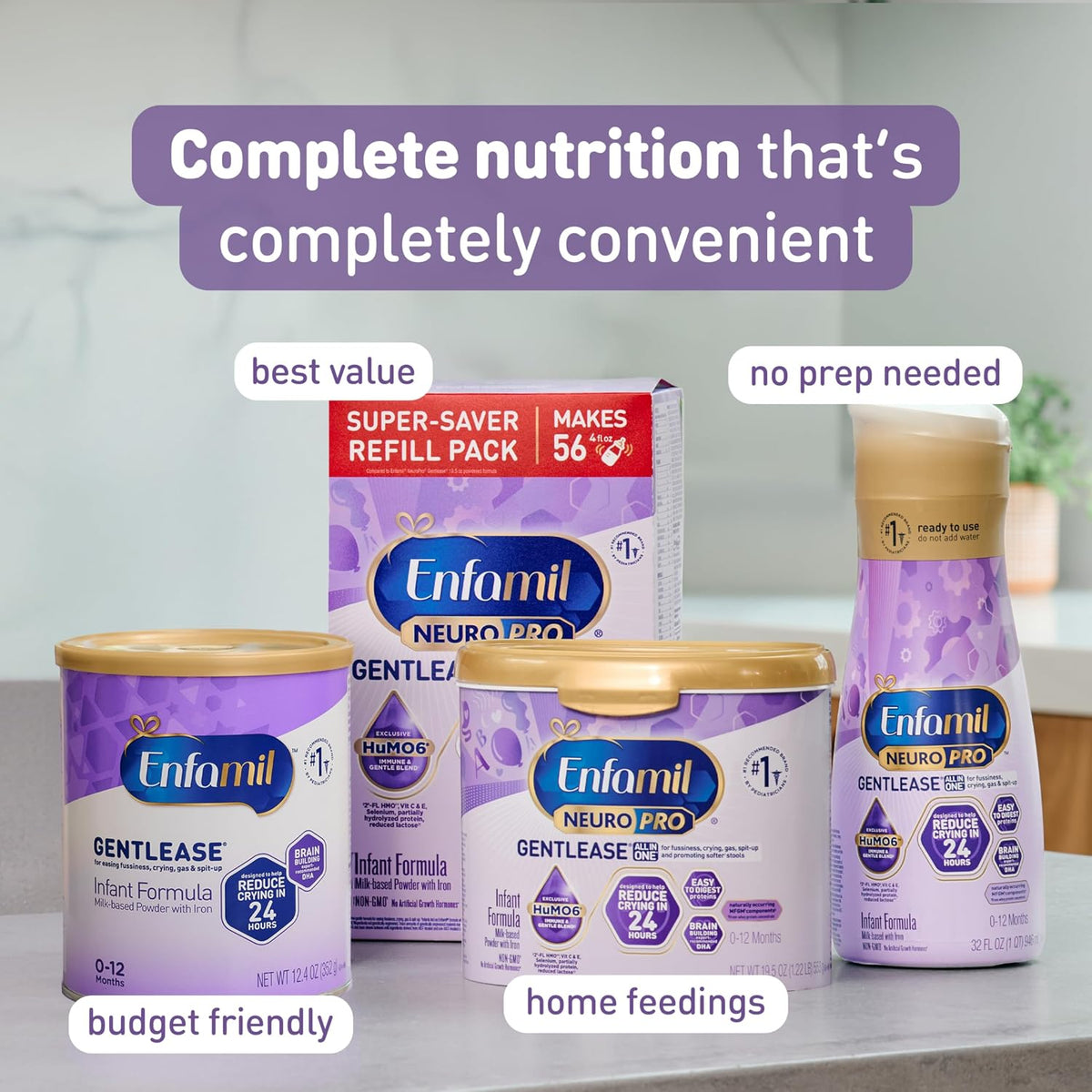 Enfamil NeuroPro Gentlease Ready-to-Feed Baby Formula, 2 Fl Oz, 48 CT