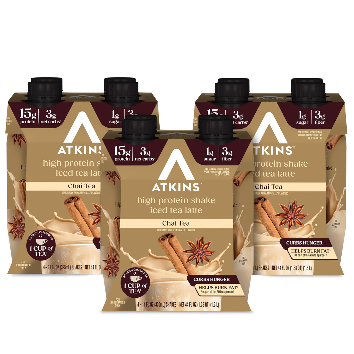 Atkins Protein Shake, Caramel Iced Coffee, 15g Protein | Low Glycemic | 3g Net Carb | 1g Sugar | Pack of 2