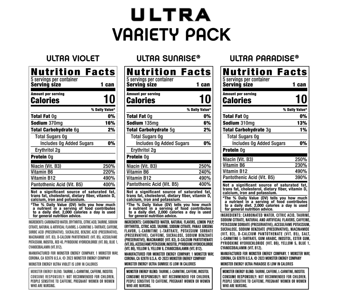 Monster Energy Zero Ultra, Sugar Free Energy Drink, 16 Ounce | Pack of 15